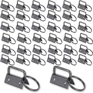Acrux7 100 Pack Key Fob Hardware 1 Inch Bulk Black Keychain Wristlet with Key Ring for Wristlet Keychain, Key Lanyard, Key Chain Making Kit