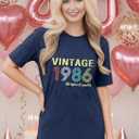 FYAPHION Vintage 1986 T Shirts for Women 40th Birthday Gifts Born in 1986 Tshirt Retro Casual Short Sleeve Tee Tops (Pink, XL)