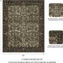 Vintage Floral Area Rug 8x10: Soft Washable Brown Carpet Living Room
Oriental Style Perfect for Sofa Area Bedroom Study Non-slip Stain Resistant Easy to Clean Low-Pile 0.2in Fits under Furniture