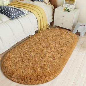 2 Pack Softlife Oval Fluffy Rugs for Bedroom, 2.6 x 5.3 Feet Shag Cute Area Rug for Girls and Kids Baby Room Home Decor, Indoor Carpet for Nursery Dorm Living Room