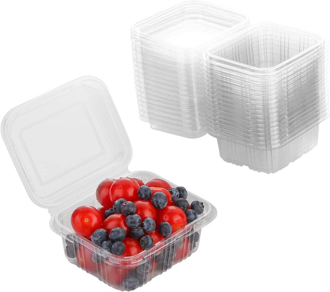 Disposable Transparent Plastic Packaging Box (50 Count) with Cover, Disposable Plastic to Go Boxes fruit and vegetable box,Used to Hold Fruits, Vegetables, Salad