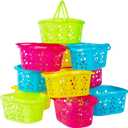 Zcaukya 12 Packs Easter Baskets, 6.5"x4.5"x3.2" Colorful Plastic Kids Easter Baskets with Handles, Empty Plastic Easter Basket for Easter Egg Hunt Party Favors