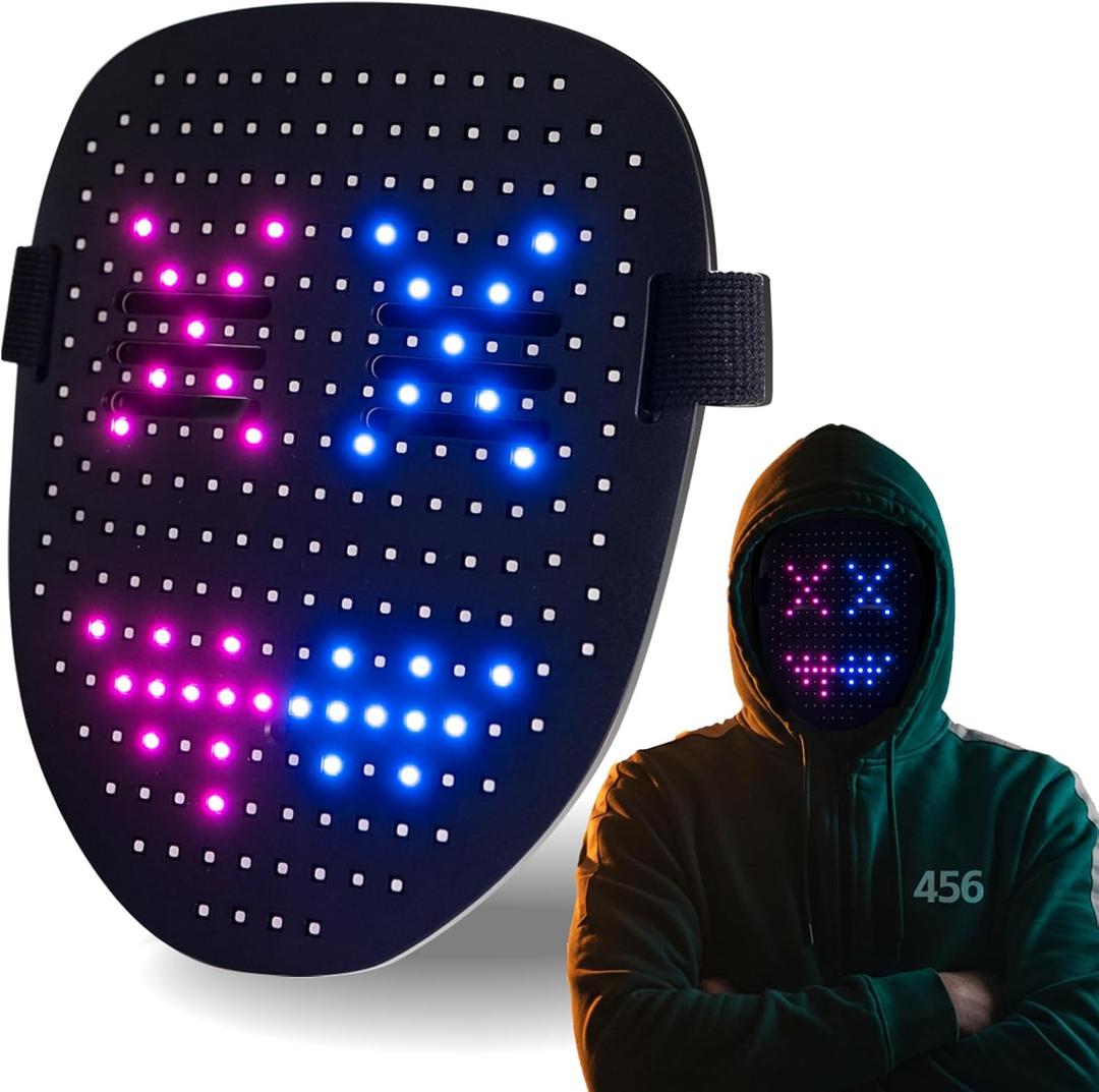 LED Mask with Gesture Control, Perfect for Party Cosplay Party, Masquerade Balls, Holiday Dress-Up, and Atmosphere Adjustment