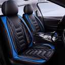 FREESOO Car Seat Covers Front Only 2pcs, Leather Driver Seat Cover Protector Airbag Compatible Universal Fit for Sedan SUV Pick-up Truck Van (Black Blue 8-2PCS)