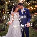 Will You Marry Me Neon Sign 31" x 20.9" Cool White LED Light Up Letters