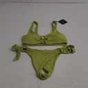 ZAFUL Women's Ribbed O-Ring String Bikini Swimsuit Cheeky Thong Swimwear Two Pieces Bathing Suit S