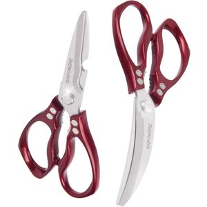 Heavy duty kitchen scissors 2-pack,High Stainless Steel sharp blade,Dishwasher safe meat scissors Cooking shear for Chicken Fish Meat Color RED