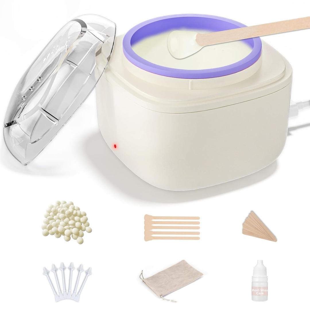 Face Wax Kit for Women, Lip Facial Waxing Kit with 26 Wax Sticks, 100g Waxing Beads, Long Lasting Facial Hair Removal, USB Fast Heat, Smart Constant Temp, Travel or Home Use (Purple)