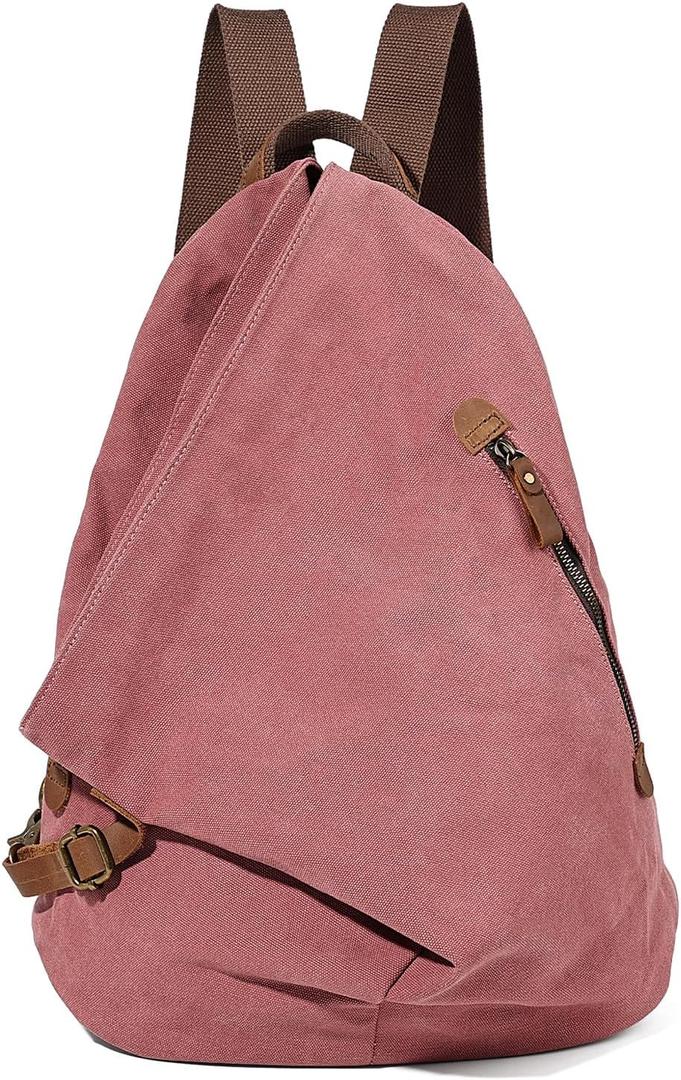 KL928 Canvas Vintage Backpack  Large Casual Daypack Outdoor Travel Rucksack Hiking Backpacks for Men Women (6882-canvas-rust Red)