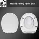 1M Family Toilet Seat, Patented Slow Close & Quick Releasing Technology, Anti-Wiggling, Easy to Install and Clean, Standard Round with Toddler Seat Built In (1 Piece)