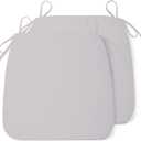 Millsilo Outdoor Chair Cushions Set of 2, Waterproof & Fade-Resistant D-Shaped Chair Cushions with Ties Non-Slip with Removable Cover for Kitchen Garden Patio, 16.5" x 16.2" x 2" Telecom Gray