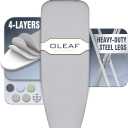 oleaf Ironing Board with Cover and Thicken Pad 43 x 13 Height Adjustable Full Size Foldable Iron Board with Iron Rest, Stable Steel Legs, Metal Construction, Heat Resistant, Silver