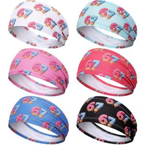 6 Pcs 67 Ice Cream Drip Headbands Ice Cream Baseball Headbands Elastic Polyester Sweatband Multi Color Headscarf for Women Men Baseball Party Stuff Sports Team Gifts