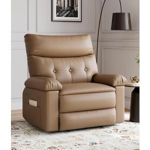 GarveeHome Oversized Leather Recliner Chair, Extra Wide Manual Recliner for Adults, Lazy Chair with 1.5X Sponge Comfort Arm and Back for Living Room, Bedroom, Nursing Room