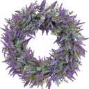 Fuxdre Purple Lavender Wreaths for Front Door, 20 Inch Artificial Lavender Wreath for All Season Fall and Winter, Front Door Fall Wreath Decor for Outdoor Home Party Wedding Wall Window Porch