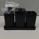 ZCCZ Matte Black Bathroom Accessory Sets, 4 Pieces Bathroom Accessories Complete Set Vanity Countertop Accessory Set, Includes Lotion Dispenser Soap Pump, Tumbler, Toothbrush Holder and Tray