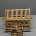 QUEENKAY Dish Drying Rack Collapsible 2-Tier Bamboo Dish Rack for Kitchen Counter Wooden Dish Drainer with Foldable Space-Saving Design for Dishes, Plates, and Cups