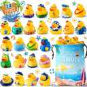 24 Pcs Summer Rubber Ducks with a Bag, Ducks for Jeeps, Assorted Beach Toys for Duckies Games, Summer Gifts Prizes for Kids, Summer Party Favors, Swimming Pool Water Bath Toys