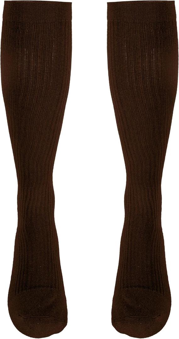 NuVein Compression Socks, 15-20 mmHg Support for Men, Padded Cushion Foot, Knee High, Closed Toe, Brown, X-Large
