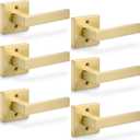 Linkaa Gold Door Lever Interior Dummy Lever Door Handle for Closet French DoorsNon-Turning Single Side Pull with Gold Finish,Square Door Pull(3 Pair(6 Handles),No Latch,Screws Includ