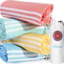 4 Packs Turkish Beach Towels Vacation Essentials Oversized Bath Pool Swim Towel Set Bulk Quick Dry Extra Large Xl Big Blanket Adult Travel Sand Free Cruise Accessories Clearance Stuff Must Have (72 x 36 inch)