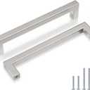 goldenwarm Brushed Nickel Cabinet Pulls Silver Drawer Handles Square Hardware for Kitchen Dresser, 6-1/4 Inch Hole Center, Pack of 30 
