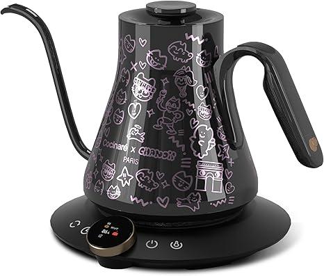 Cocinare x Chanoir FLOW M9 Pro Electric Kettle, Art de Paris Collaboration, ±0.5℉ Precise Temp Control for Coffee & Tea, Stainless Steel Interior, Fast Heating for Boiling Water (Chanoir Black)