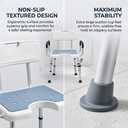4-in-1 Shower Chair for Inside Shower with Arms and Back, HSA/FSA Eligible, 400lbs Capacity Height Adjustable U-Shaped Seat for Seniors Elderly Easy Bathing Tool-Free Assembly