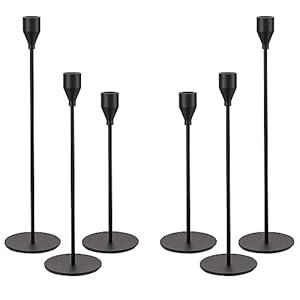 joybest Candle Holder Set of 6, Matte Black Candlestick Holders for Taper Candles, Taper Candle Holders Fits 3/ 4 Inch Candle for Wedding, Party, Anniversary or Home Decor