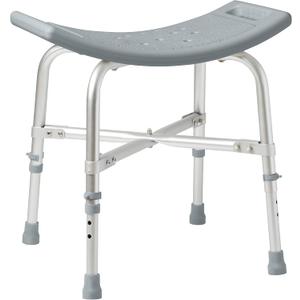 Medline Heavy Duty Bariatric Shower Chair Chair for Seniors, Shower Seat Without Back, Suction Feet, Non-Slip Adjustable Height Shower Bench for Elderly, Disabled, 550 lb Weight Capacity (Gray)