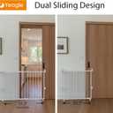 Yeagle Extendable Rolling Guard, Adjustable Dog Gate 33-51" for Stairs Doorways Hallways, No Bottom Rail, White Metal Pet Barrier with Wheels, One-Hand Operation, Dual-Side Opening