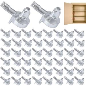 50pcs Shelf Pegs Compatible with IKEA Billy Bookcase (Part 131372), Alloy Shelf Support Pins Cabinet Pegs Replacement Bookshelf Accessories (Silver)