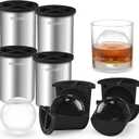 Clear Ice Cube Maker - 2.5" Ball - Stainless Steel Clear Ice Maker - Compact Design - for Whiskey, Cocktails, Bourbon - 4 PACK (Metallic-Round)