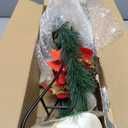 FORUP Christmas Centerpiece, Christmas Candle Holders, Christmas Tabletop Poinsettia Centerpiece with 3 Flameless Candle, Romantic Holiday Candelabrum for Home Party Christmas Table Mantel Decorations