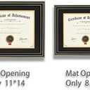 ELSKER&HOME Diploma Frames 11x14 with Mat- Solid Wood - Display 11x14 Document/Certificate with Mat or 15x18 without Mat - Wall Mount Display (Double Mat,Black Mat with Golden Rim)