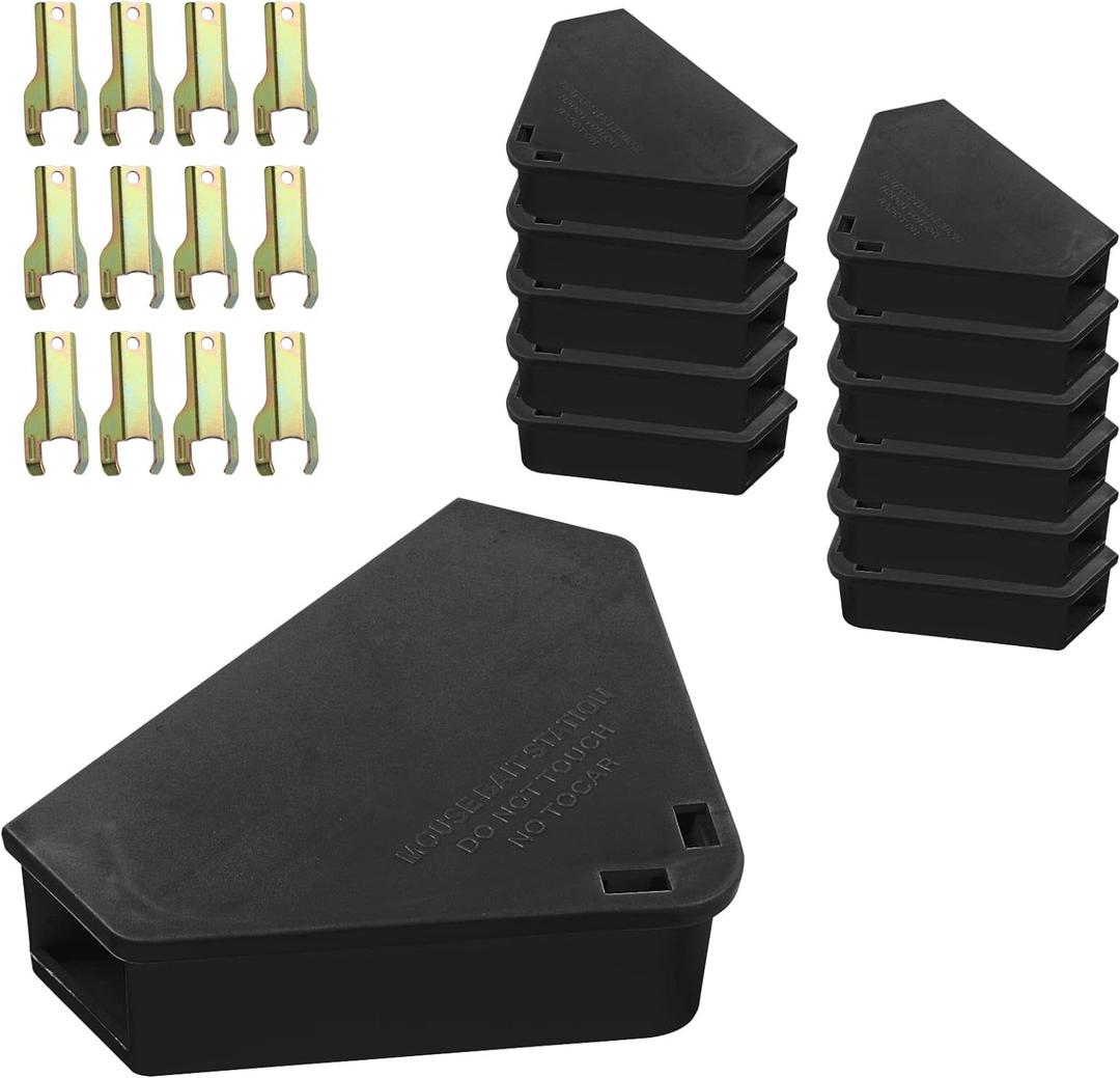 Mouse Station with Keys Black 12 Pack, Key Required Mouse Stations, Mice Stations, Keeps Children and Pets Safe Indoor & Outdoor