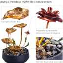Tabletop Fountain Metal Lotus Circulating Fountain Water Feature for Zen Home Decor Warm Yellow Scene Light(23034)