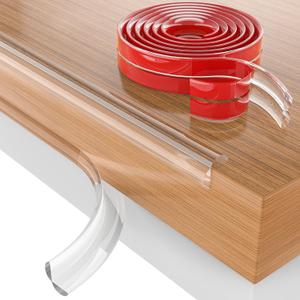 Baby Proofing, 0.6in Edge Protector Strip Clear, Thickened Silicone Soft Corner Protectors with Upgraded Pre-Taped Strong Adhesive, 6.6ft Edge Protectors for Sharp Corners of Cabinets, Tables, Drawers (15MM*2M, Red-Transparent)
