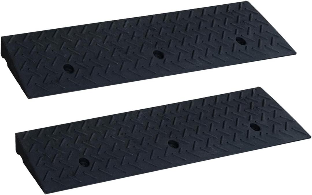 Curb Ramps for Sidewalks 3.1" Rise Rubber Curb Ramps Threshold Ramp for Driveway Shed Ramp for Riding Mower Garage Ramp Door Threshold Ramp for Wheelchair 7000lbs Capacity