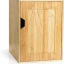 Fasmov 2 Tiers Cube Storage Organizer, Bamboo Bookshelf, Display Bookcase, Storage Cube Cubby Organizer with Door, Stackable Cubes Bin Small Cabinet for Bedroom, Home and Office, 12.2"D x 12.2"W x 16.5"H