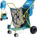 Old Bahama Bay Beach Cart with Big Balloon Wheels for Sand | Collapsible Beach Wagon with Cooler Bag, Umbrella Holder, Chair Rack & Large Mesh Storage, 100 LBS Capacity