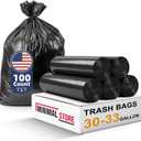 100 Pack, 30-33 Gallon Trash Bags, Medium Duty Black Garbage Bags 32"x38", Plastic Bolsas de Basura, Durable & Puncture-Resistant, Made in USA for Kitchen, Yard, Office