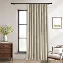 Neutral 102 Inch Linen Pinch Pleated Blackout Curtains Extra Wide 60 Inch Width for Sliding Glass Doors Modern Pleated Linen Blend Large Window Drapes 2 Layer Bedroom Living Room Taupe 60x102 1 Panel (Burlywood Birch)