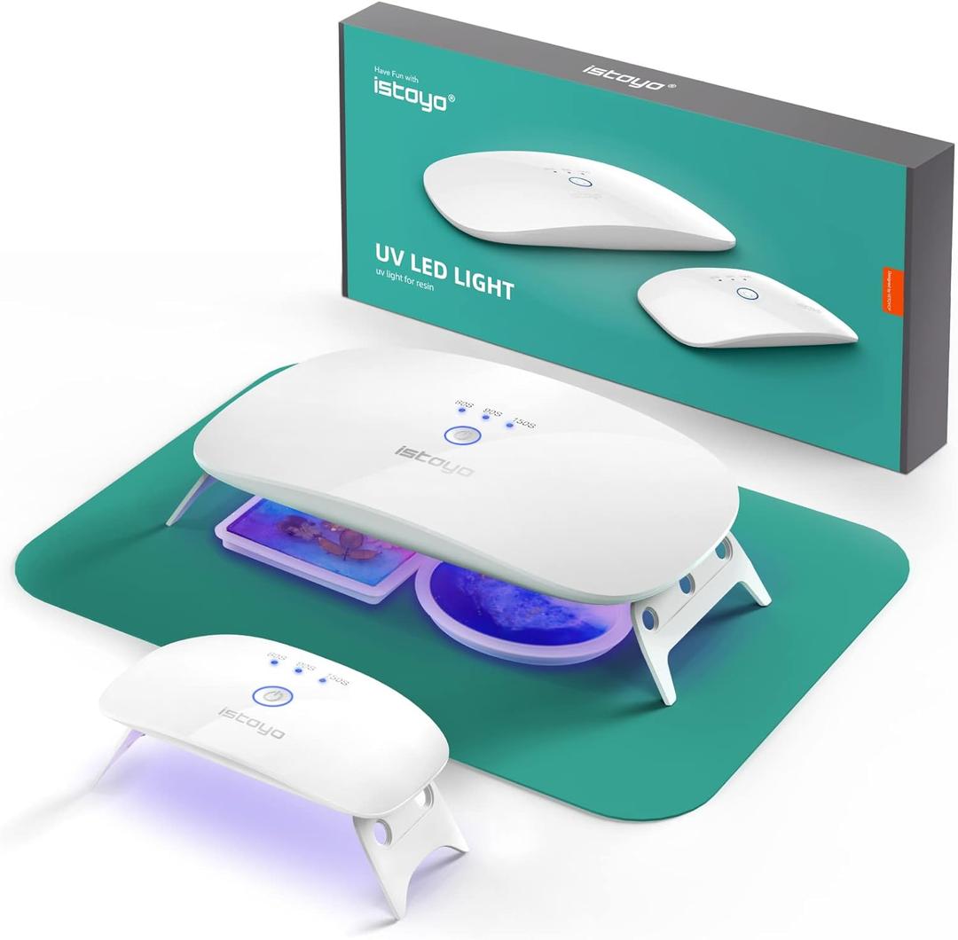 ISTOYO 2 Pack UV Light for Resin Curing - Dual Wavelength Portable UV Lamp Kit for Jewelry Making & DIY Craft