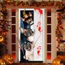 2 x Halloween Door Cover, Funny Dog Join in The Fun Front Porch Sign Banner, Halloween Decoration and Supplies for Home