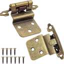 3/8" Inset Antique Brass Cabinet Door Hinges, 20 Pack (10 Pairs) Self Closing Kitchen Cabinet Hinge Hardware for Cabinet Doors