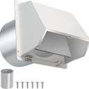 10 Inch Hooded Wall Vent with Screen and Damper, Outdoor Wall Exhaust Vent Cover Cap for Kitchen Range Hood Dryer Exterior Ventilation and Outside Air Exhaust, Galvanized Steel, White