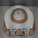 Mayfair Linden Slow Close Toilet Seat, Non Slip Heavy Duty Wood, Easy Install, Round, White