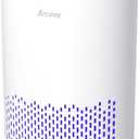 AROEVE Air Purifiers for Bedroom Home, 3 Layer Filter for Smoke Pollen Allergies Pet Dander Odor, Sleep Mode for Better Sleep, Energy Saving, 3 Speeds, Timer for Office, Dorm, Kitchen, MK01, White