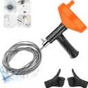 Drain Snake Auger 33 Feet, Plumbing Snake Drain Hair Clog Removal Tool, Heavy Duty Toilet Snake Auger, Sink Unclogger Drain Cleaner Tool for Bathroom Kitchen Tub Shower Drain Clog Remover with Gloves